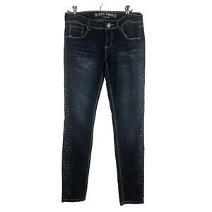 Almost Famous Jeans Size 7 Low Rise Embellished Studded Rhinestones Glam